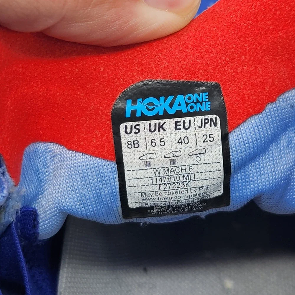 Hoka One One Mach 6 Womens Running Shoes Blue Red 1147810 MLL Size 8B